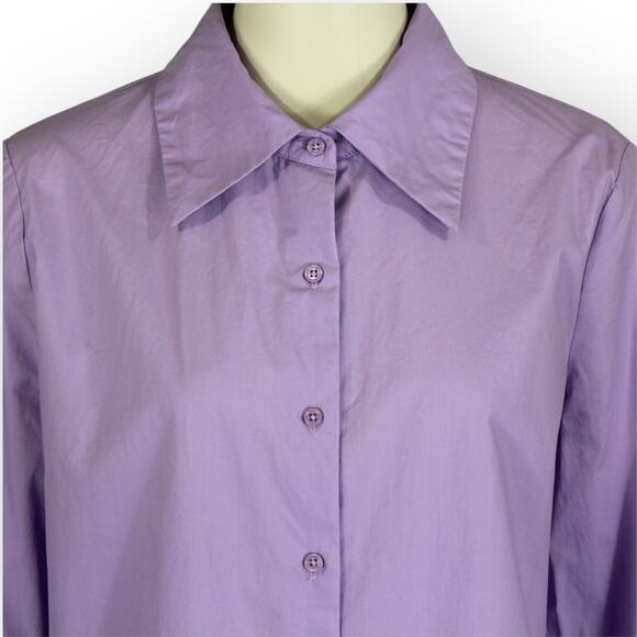 Medium EnglishFactory Cuff Sleeve Accent Collar Poplin Dress Shirt Lavender - Picture 6 of 13